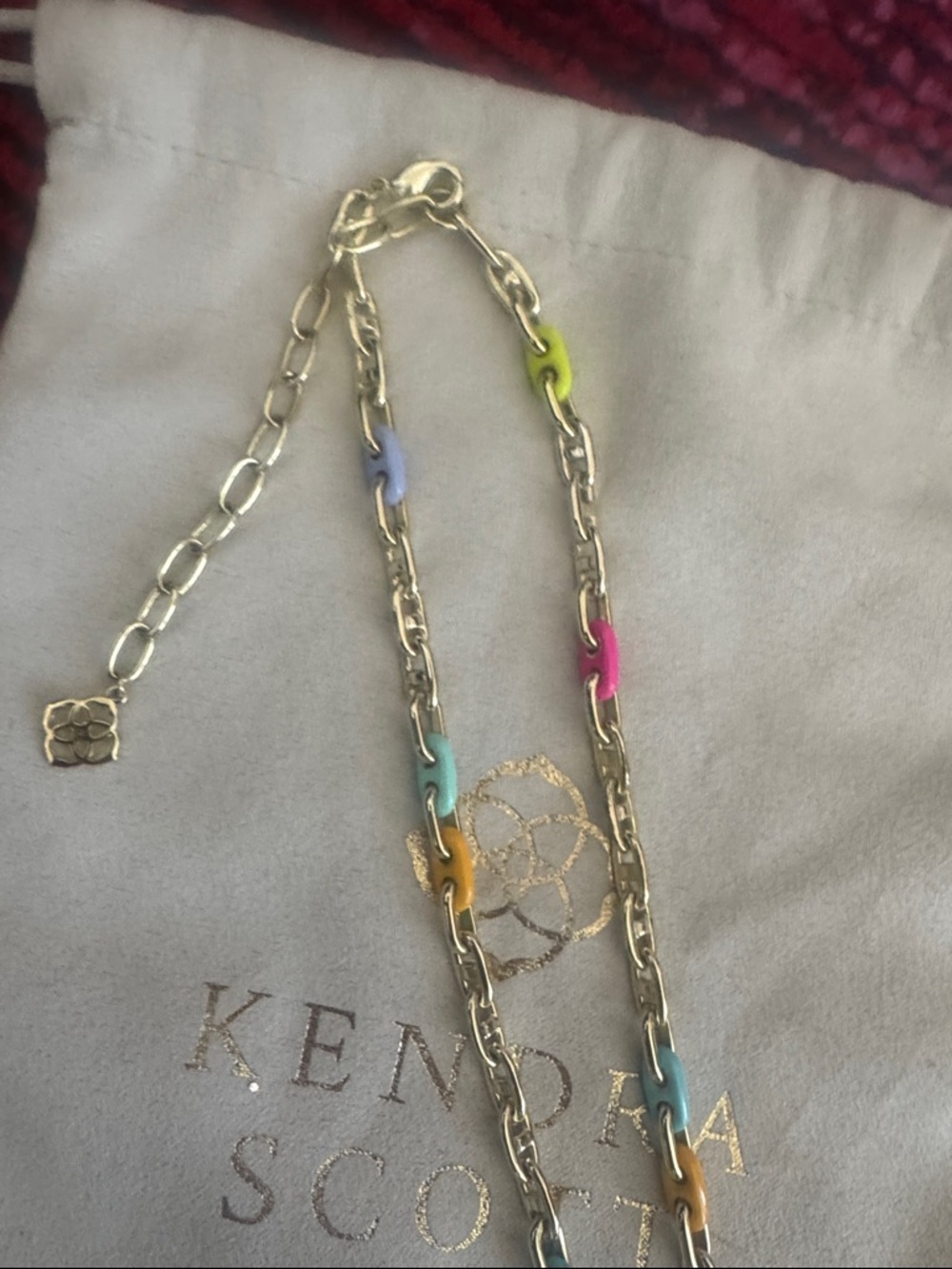 Kendra Scott Gold Chain Necklace with Multicolor Enamel Links - Picture 5 of 5